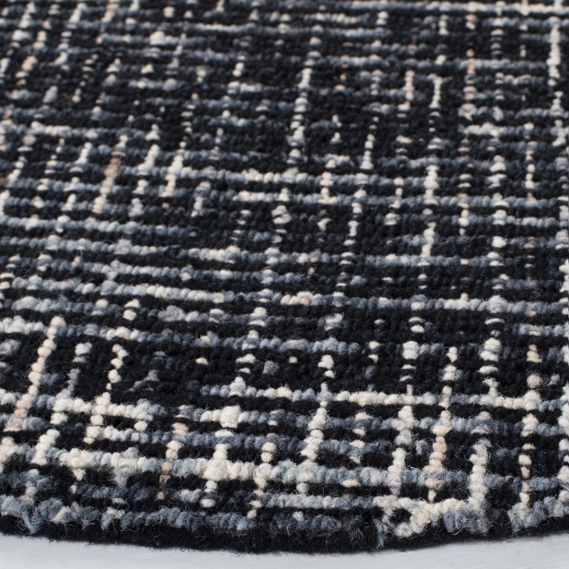 Foundry Select Farhat Handmade Wool Black / Grey Rug Wayfair